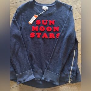NWT Sundry Navy Crewneck Sweatshirt - Sun Moon Stars